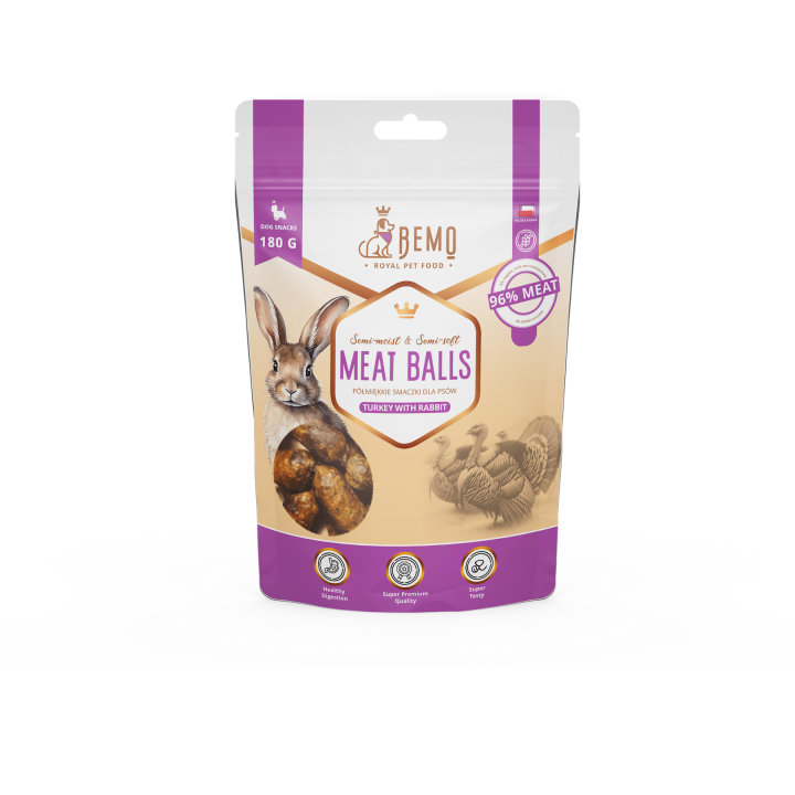 Meat Balls Turkey with rabbit - semi-soft treats for dogs with rabbit