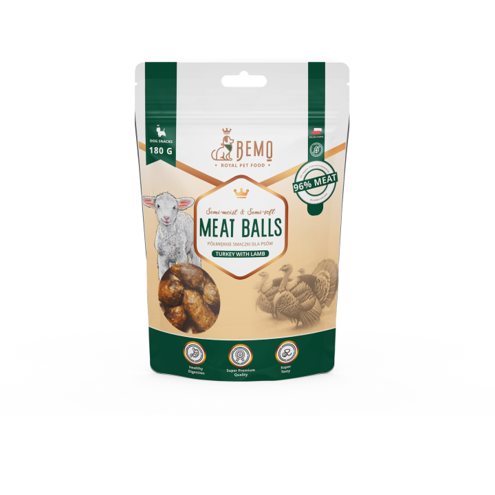 Meat Balls Turkey with lamb - semi-soft treats for dogs with lamb