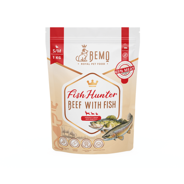 Bemo Fish Hunter - dry food for adult dogs with beef and fish