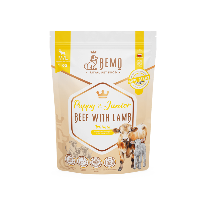 Bemo Puppy & Junior Beef with lamb - dry food for puppies and juniors with beef and lamb