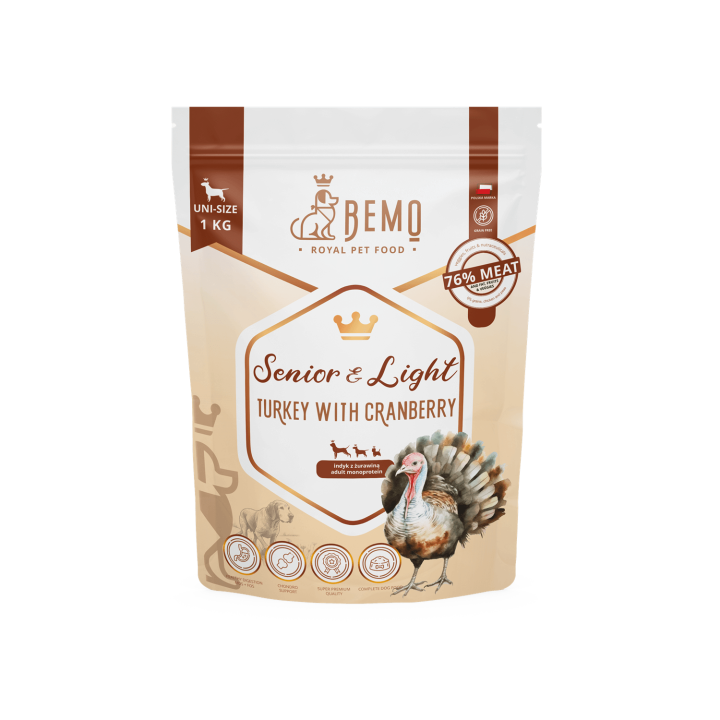 Bemo Senior & Light - dry food for senior dogs and overweight dogs - turkey with cranberries