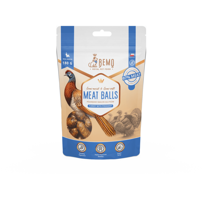 Meat Balls Turkey with pheasant - semi-soft treats for dogs with pheasant