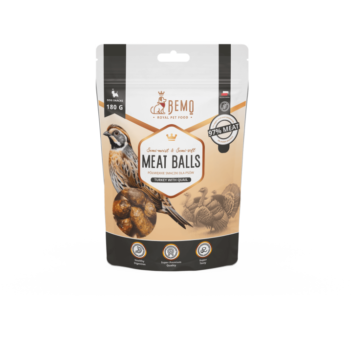 Meat Balls Turkey with quail - semi-soft treats for dogs with quail