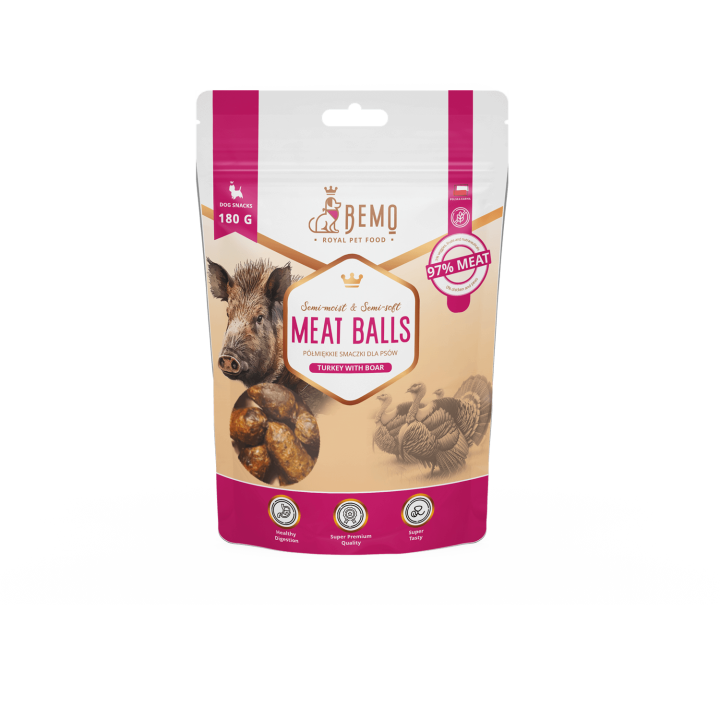 Meat Balls Turkey with boar - semi-soft treats for dogs with game meat