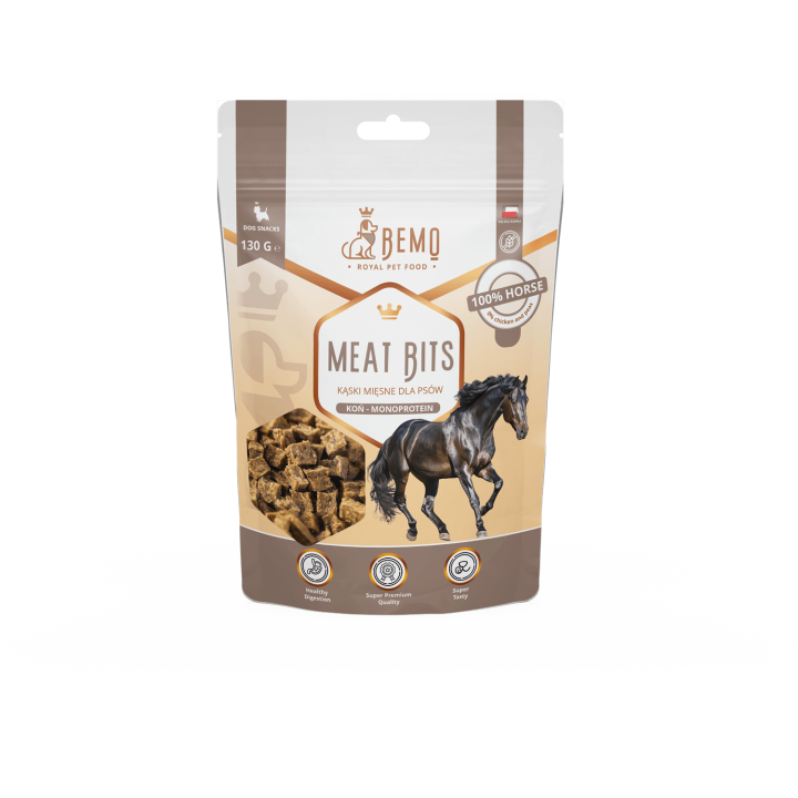 Meat Bits Horse - hypoallergenic, semi-soft treats for dogs with horse meat