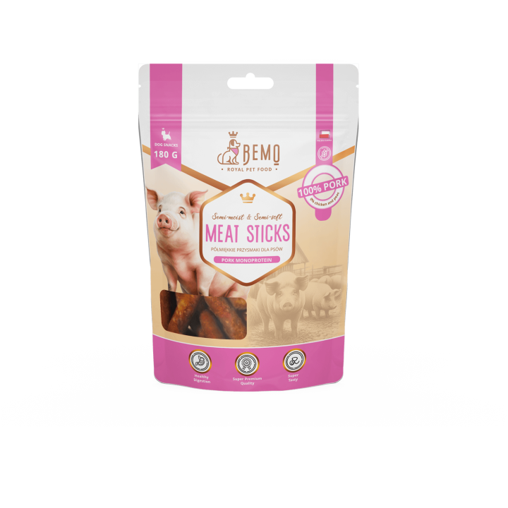 Meat Sticks Pork - hypoallergenic, semi-soft treats for dogs with pork